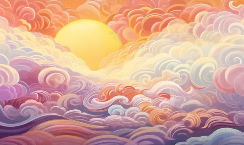 古风唯美太阳透过云朵云层渐变色的祥云云纹插画,插画/手绘图,插画/手绘图库,插画/手绘图下载,插画/手绘